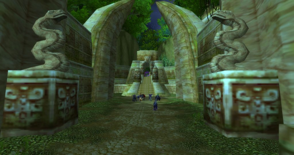 Da Doctas Tour pauses at the entrance to Zul'Gurub in Northern Stranglethorn