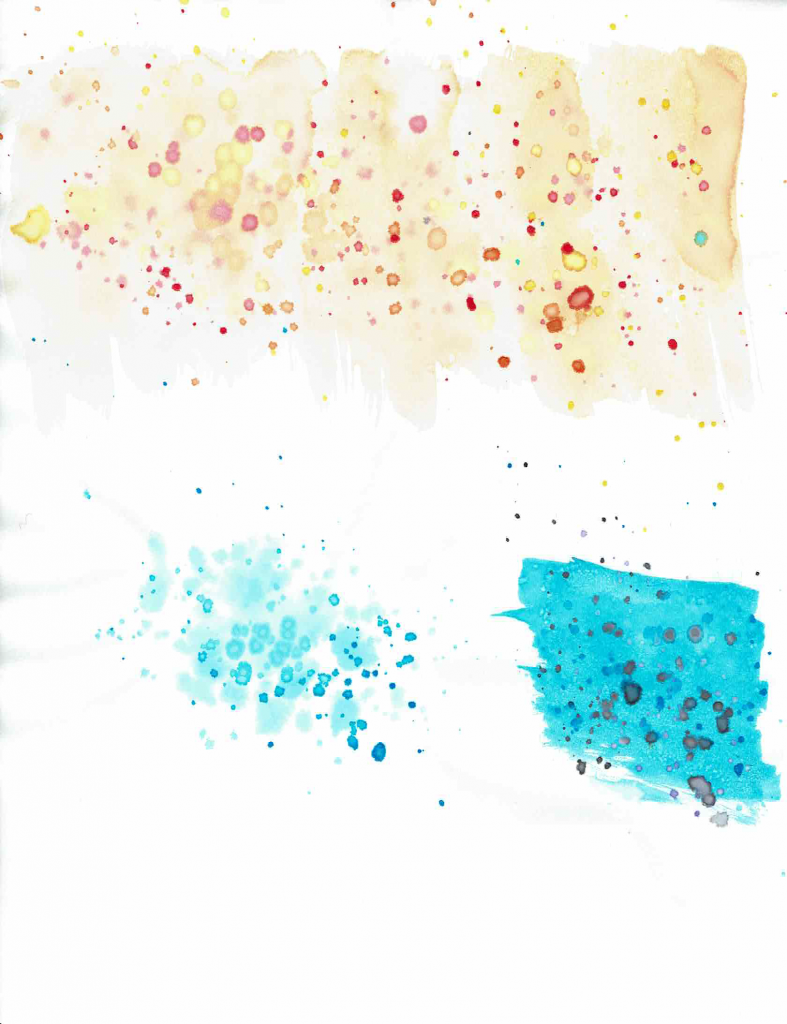 yellow and blue dot splattering